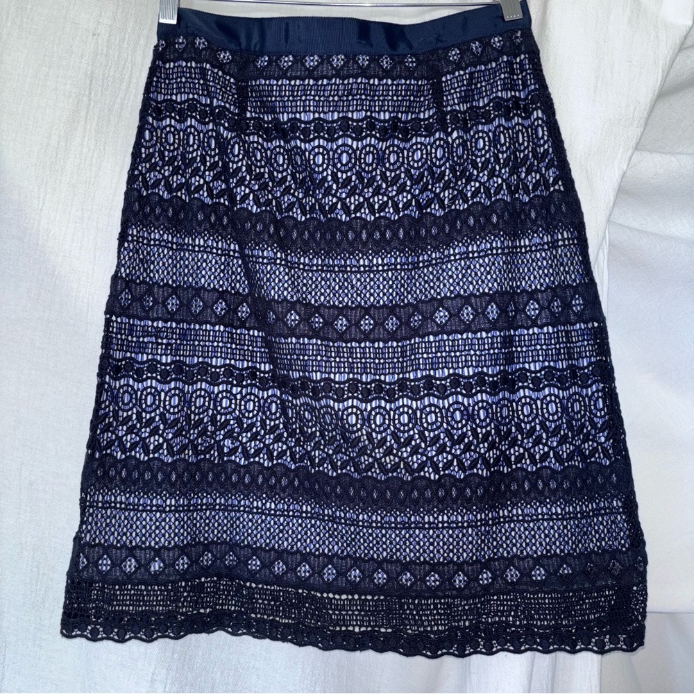 Brooks Brothers Blue and White Pleated A-Line Skirt